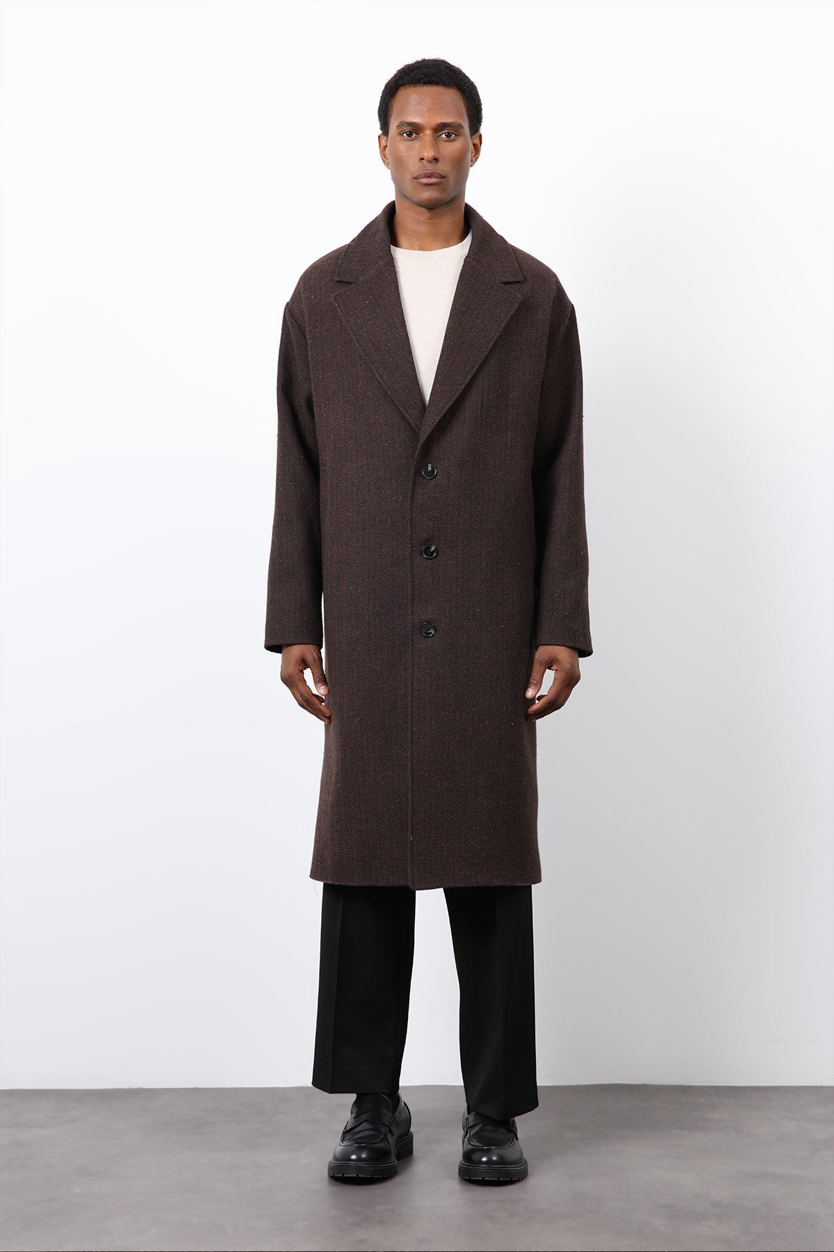 Antioch Relax Fit Herringbone-Patterned Men's Coat