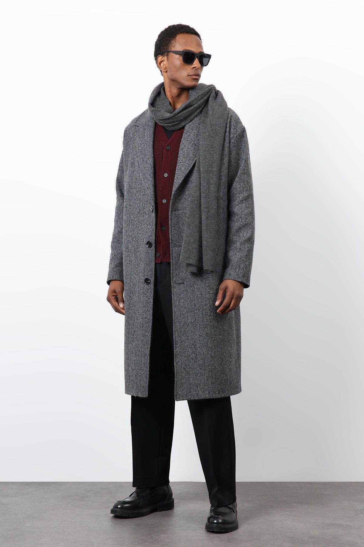 Antioch Relax Fit Herringbone-Patterned Men's Coat