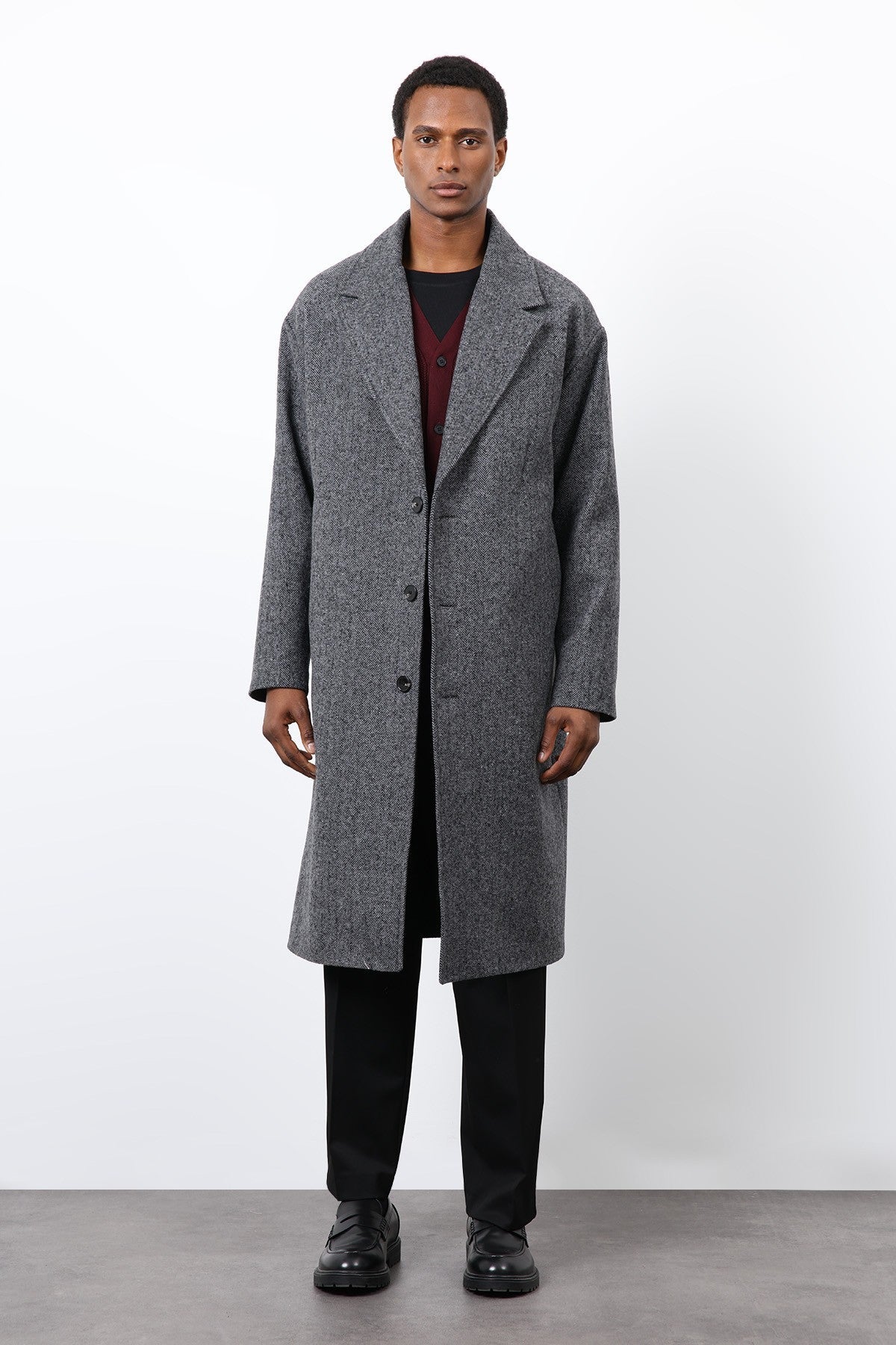 Antioch Relax Fit Herringbone-Patterned Men's Coat
