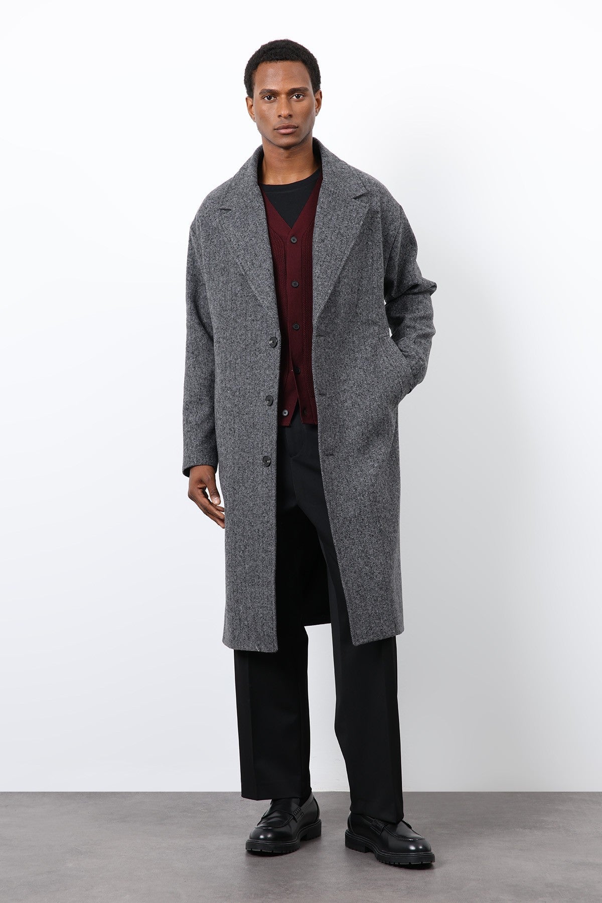 Antioch Relax Fit Herringbone-Patterned Men's Coat