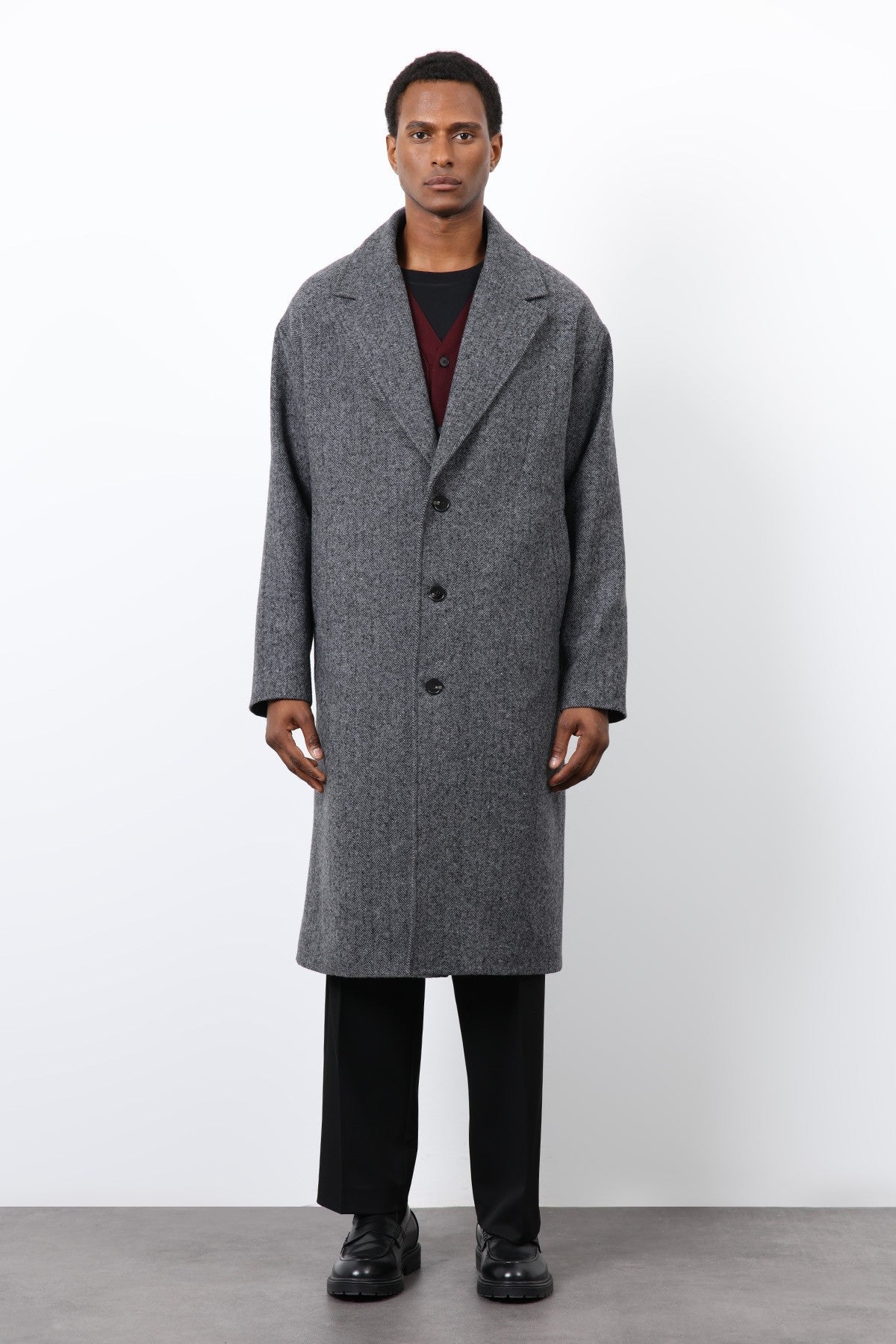 Antioch Relax Fit Herringbone-Patterned Men's Coat
