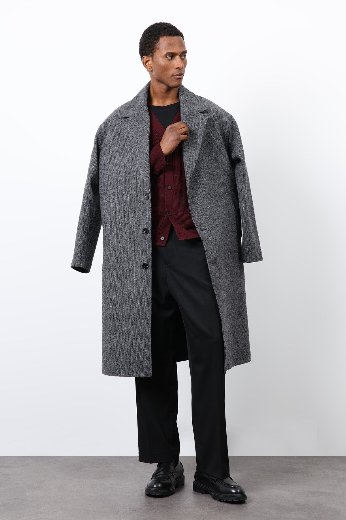 Antioch Relax Fit Herringbone-Patterned Men's Coat