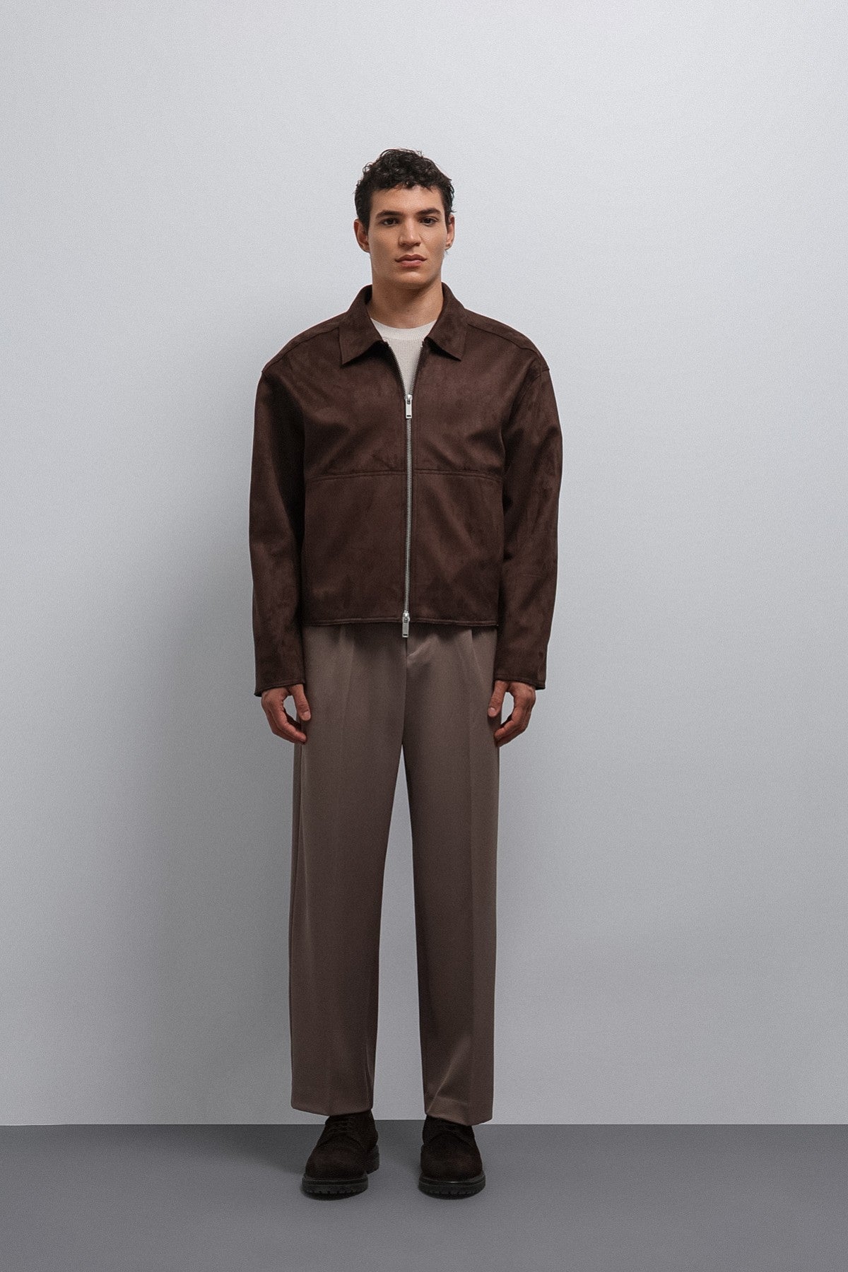 Antioch Zipper-Front Faux Suede Men's Jacket