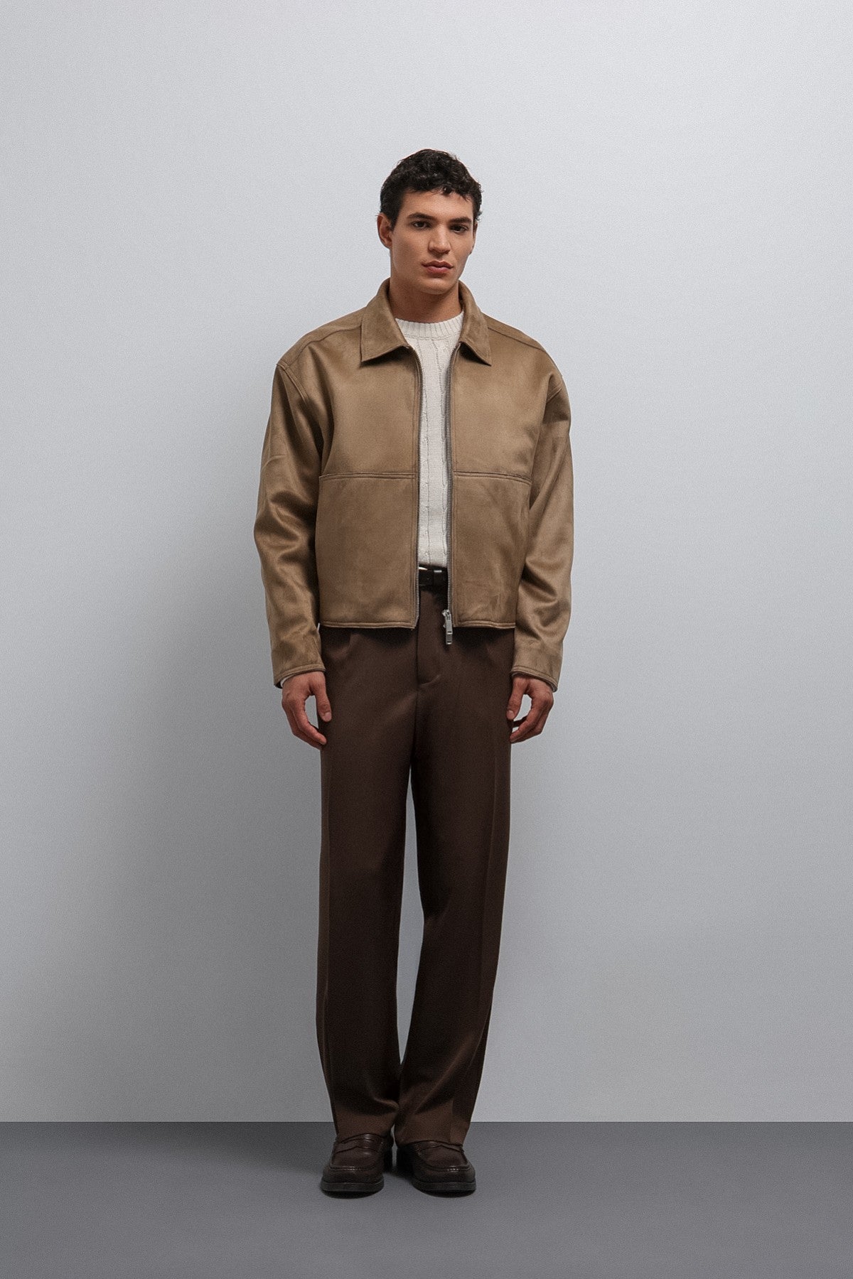 Antioch Zipper-Front Faux Suede Men's Jacket