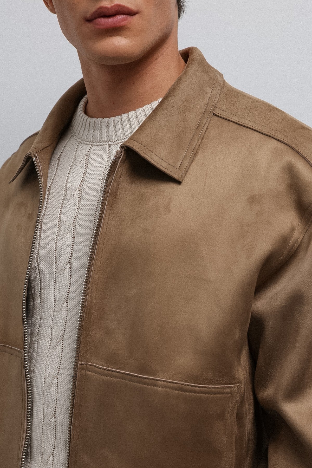 Antioch Zipper-Front Faux Suede Men's Jacket