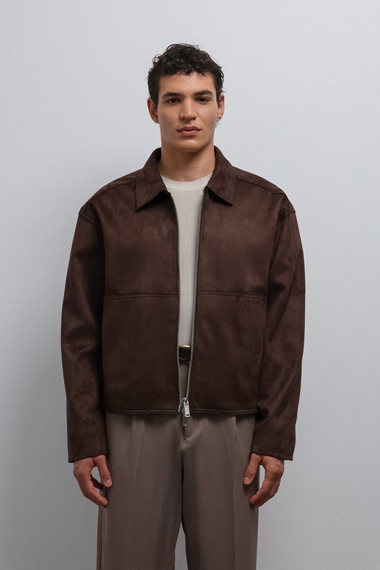 Antioch Zipper-Front Faux Suede Men's Jacket