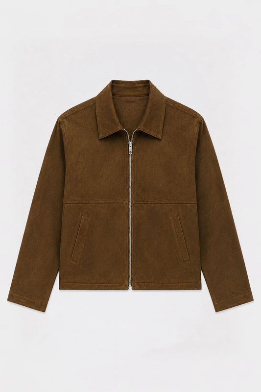 Men's Faux Suede Jacket with Zipper