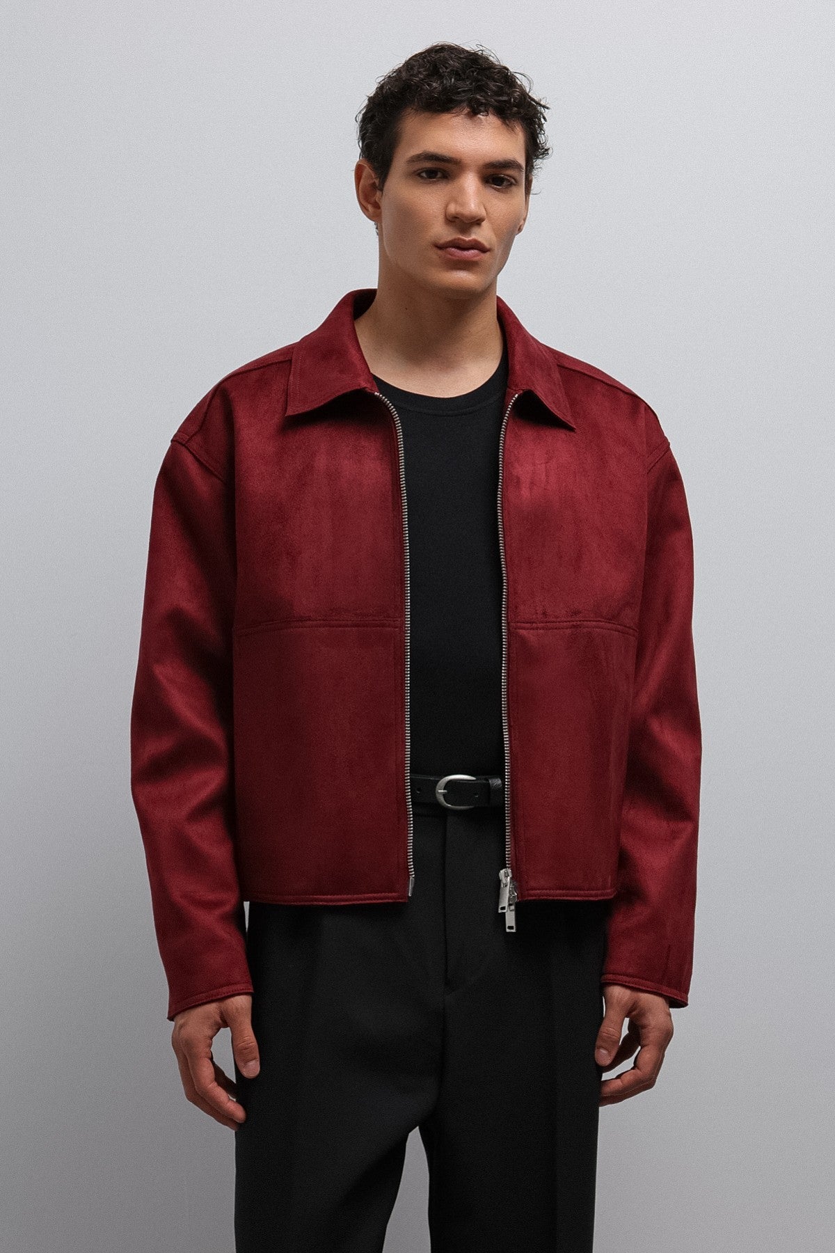 Antioch Zipper-Front Faux Suede Men's Jacket