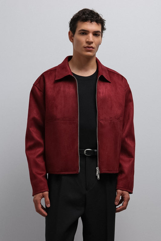 Antioch Zipper-Front Faux Suede Men's Jacket