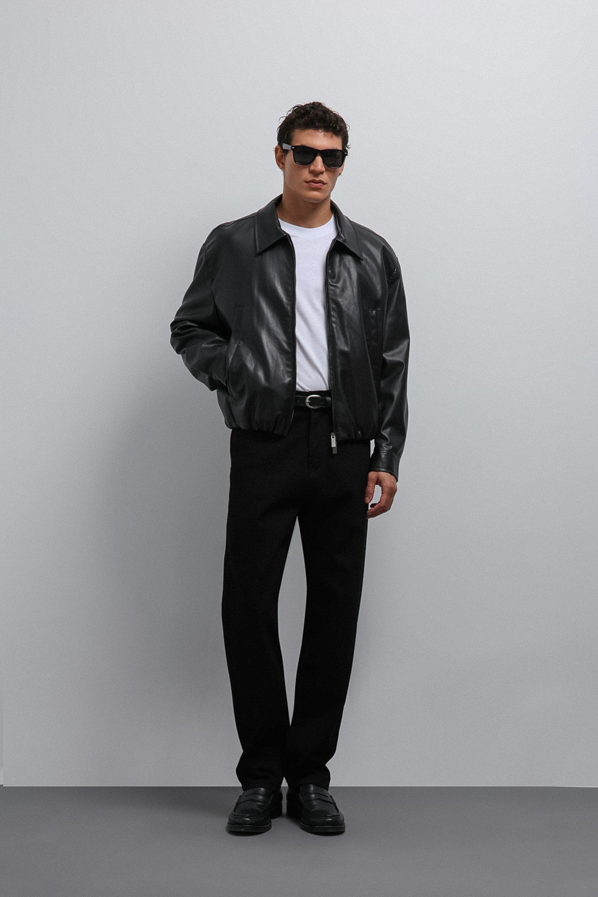 Antioch Faux Leather Bomber Jacket for Men