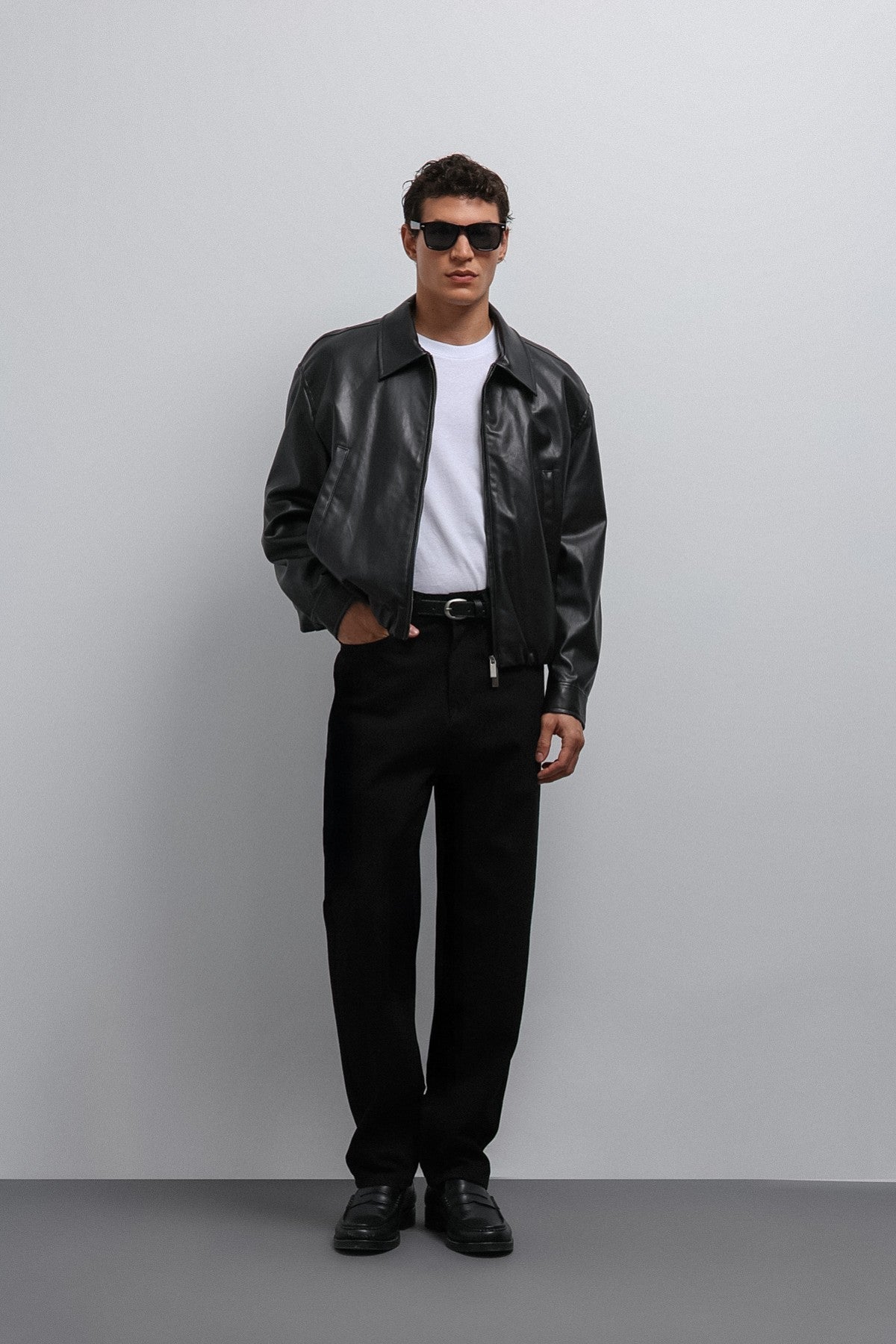 Antioch Faux Leather Bomber Jacket for Men