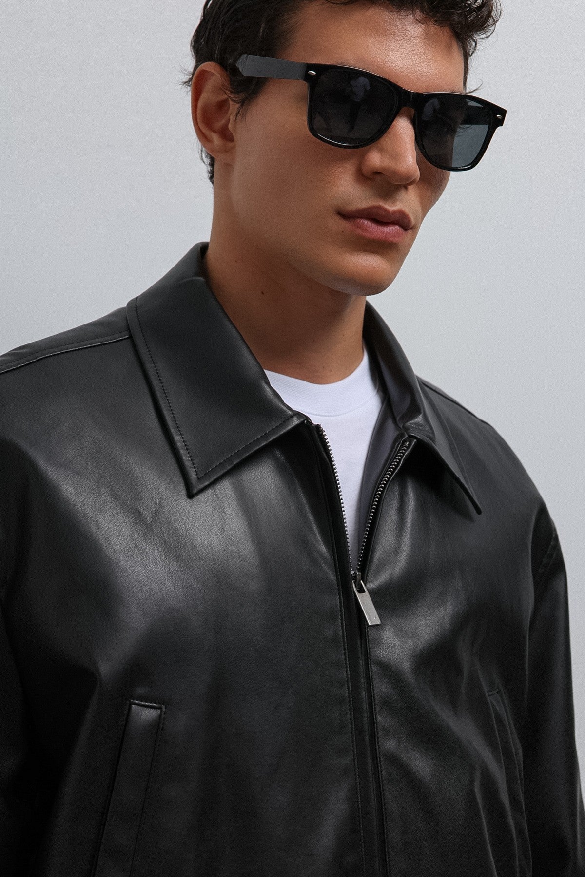 Antioch Faux Leather Bomber Jacket for Men