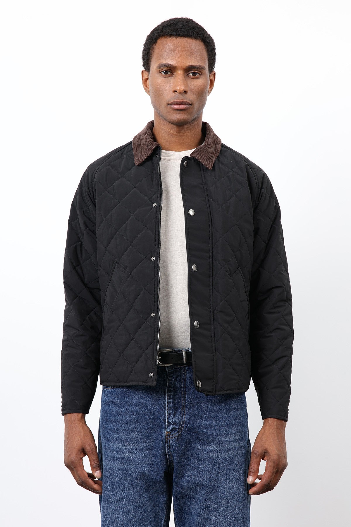 Antioch Men's Jacket with Contrast Collar and Baklava Pattern