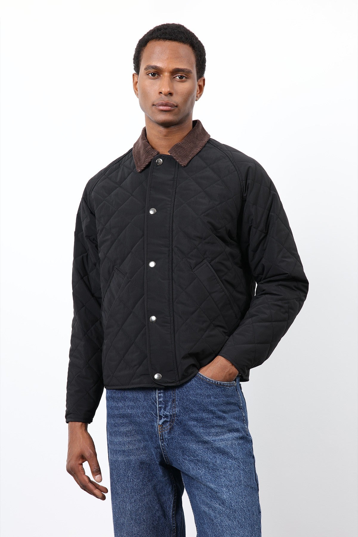 Antioch Men's Jacket with Contrast Collar and Baklava Pattern