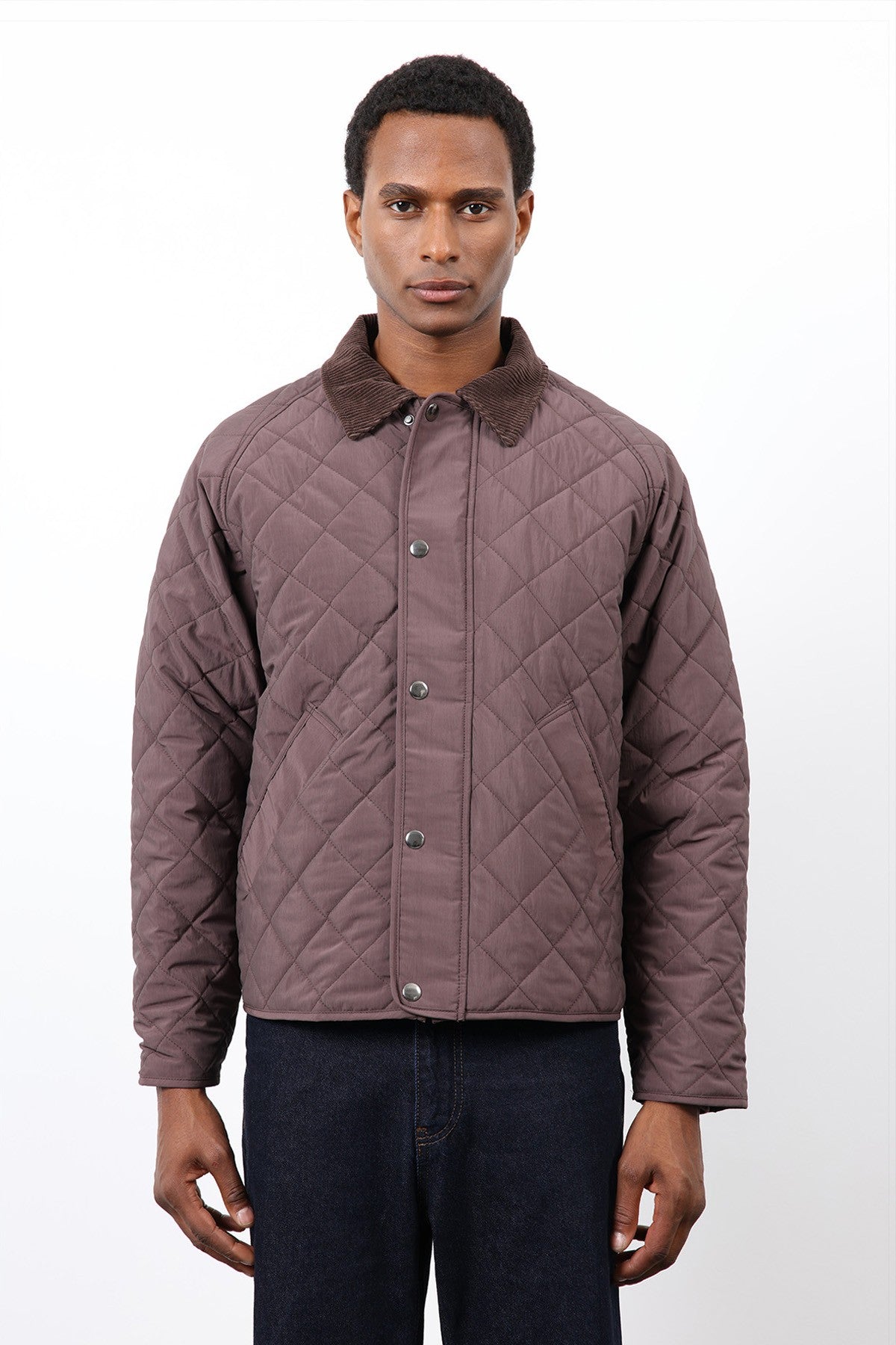Antioch Men's Jacket with Contrast Collar and Baklava Pattern