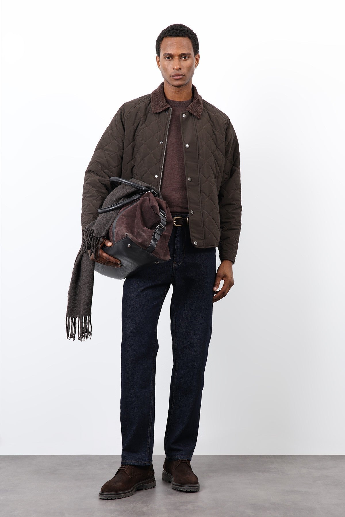 Antioch Men's Jacket with Contrast Collar and Baklava Pattern