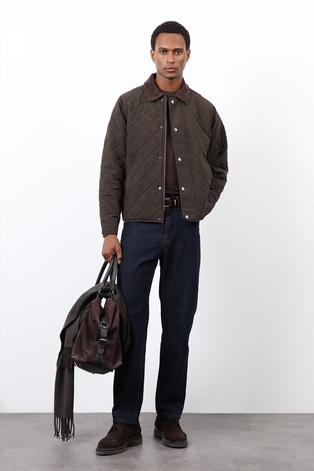 Antioch Men's Jacket with Contrast Collar and Baklava Pattern
