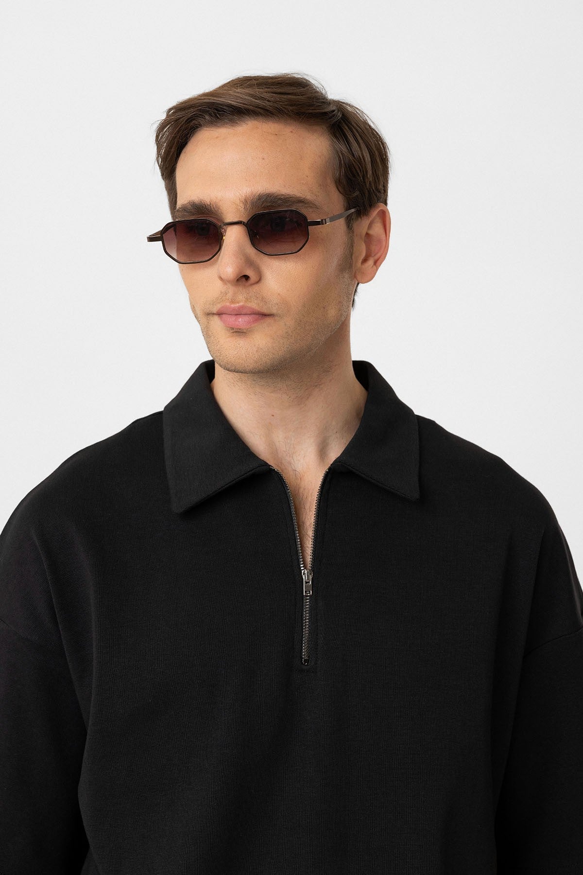Antioch Oversized Polo-Neck Zipper Men's T-Shirt
