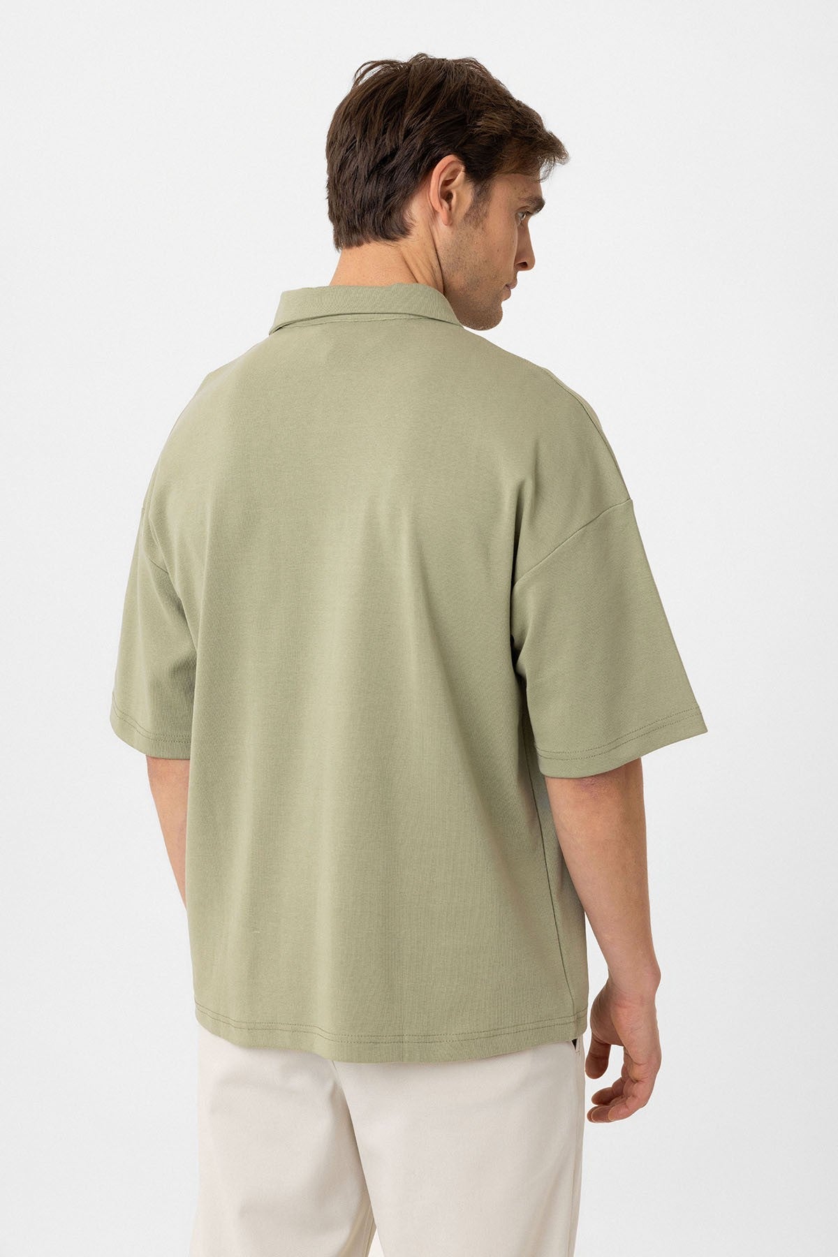 Antioch Oversized Polo-Neck Zipper Men's T-Shirt