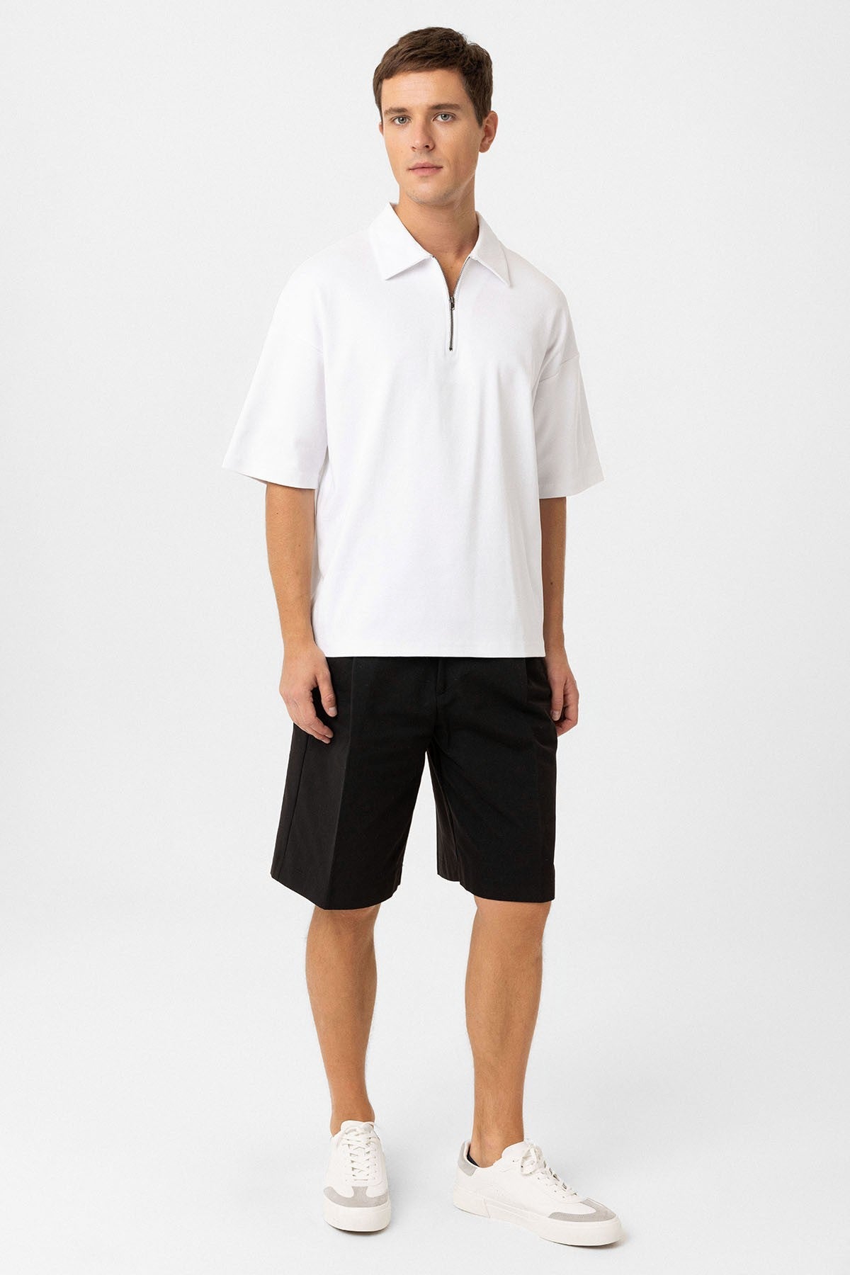 Antioch Oversized Polo-Neck Zipper Men's T-Shirt