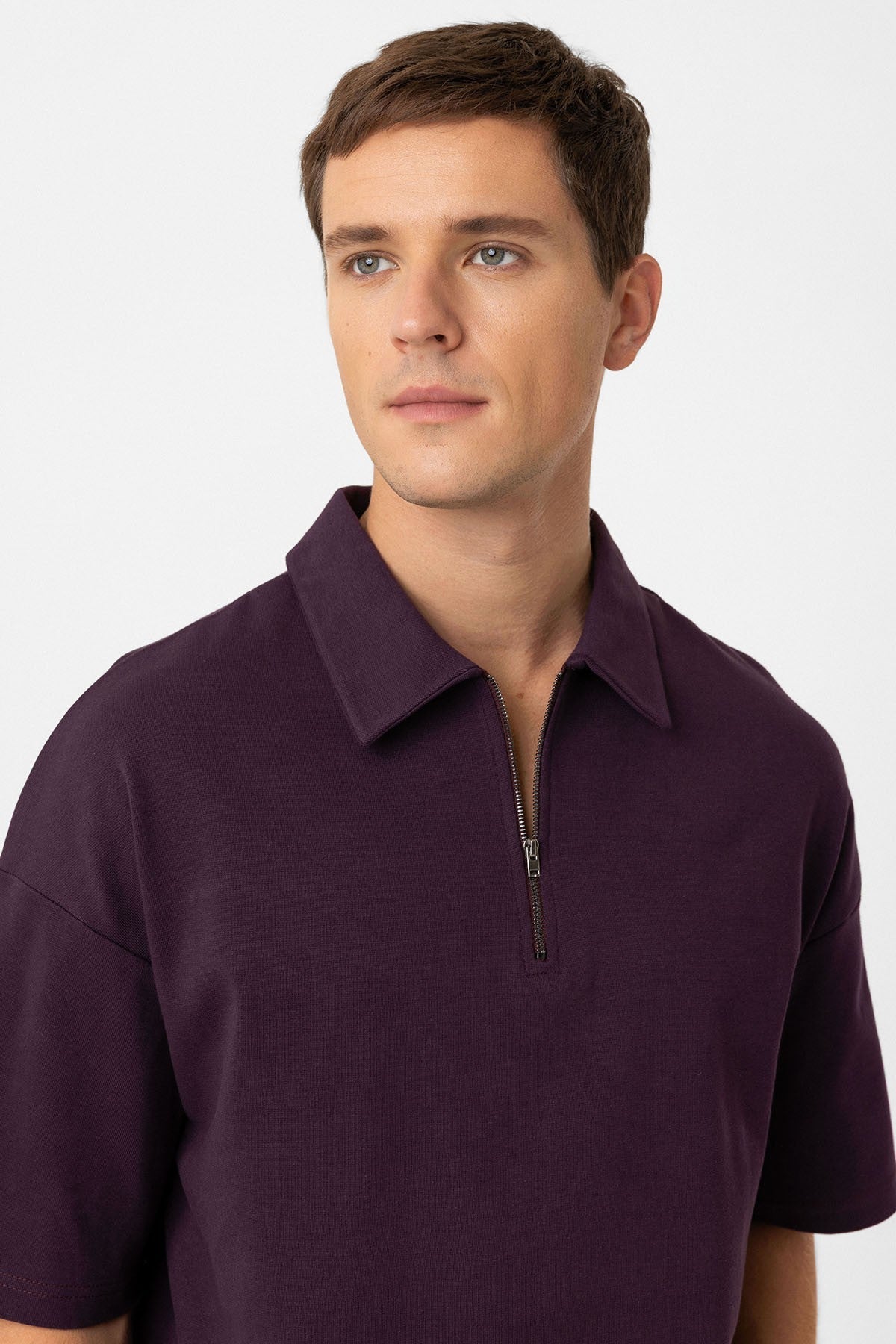 Antioch Oversized Polo-Neck Zipper Men's T-Shirt