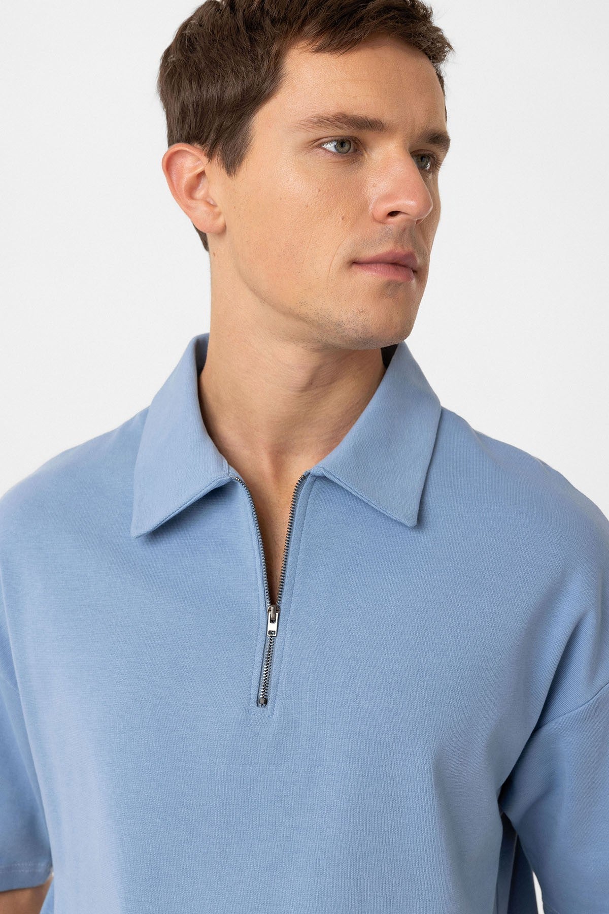 Antioch Oversized Polo-Neck Zipper Men's T-Shirt