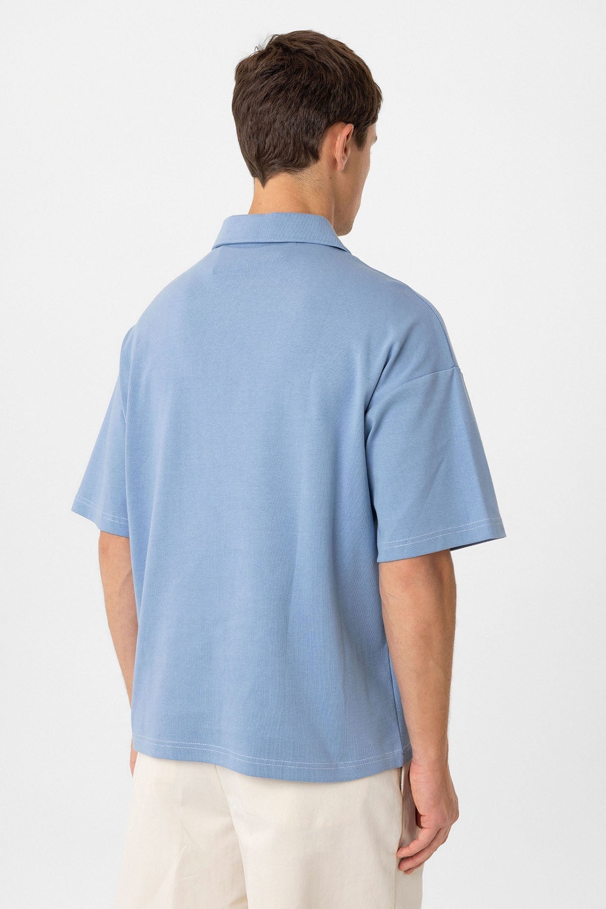 Antioch Oversized Polo-Neck Zipper Men's T-Shirt
