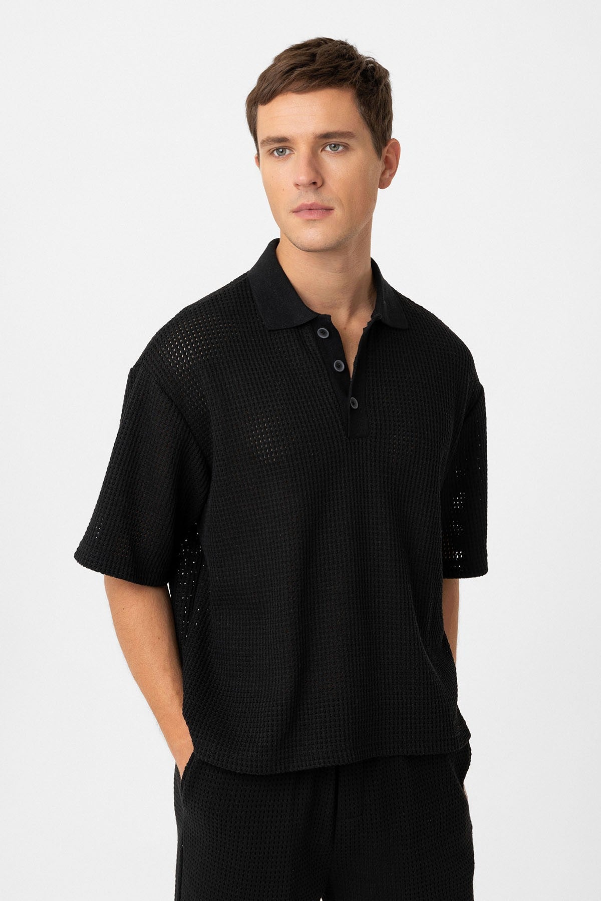Antioch Polo-Neck Textured Relaxed-Fit Men's T-Shirt