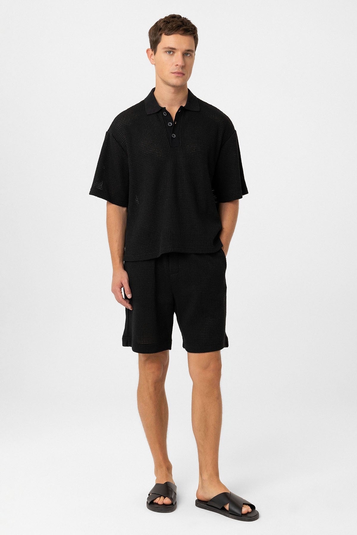 Antioch Polo-Neck Textured Relaxed-Fit Men's T-Shirt