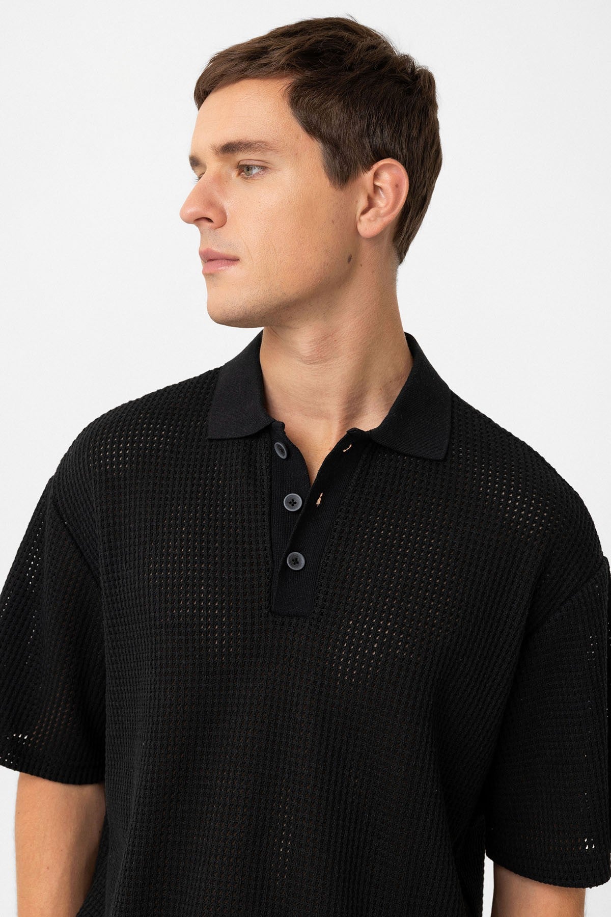 Antioch Polo-Neck Textured Relaxed-Fit Men's T-Shirt