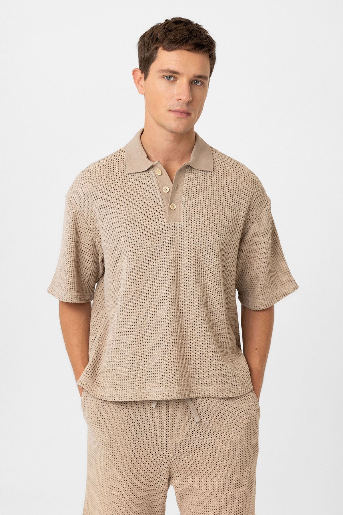 Antioch Polo-Neck Textured Relaxed-Fit Men's T-Shirt