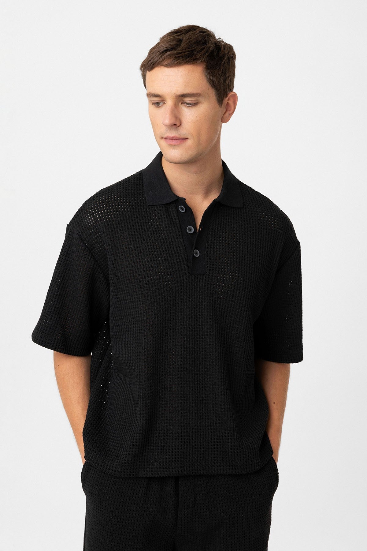 Antioch Polo-Neck Textured Relaxed-Fit Men's T-Shirt