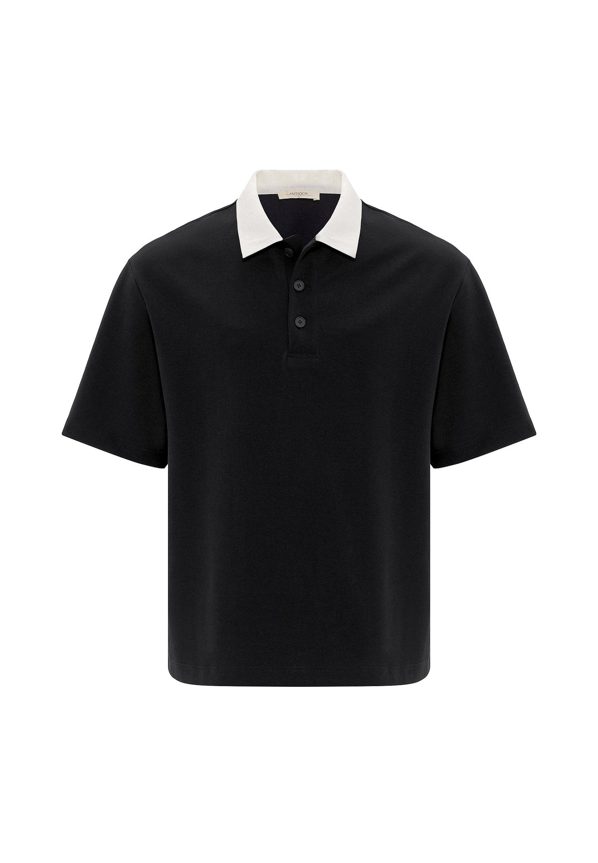 Men's T-Shirt with Contrast Collar and Interlock Weave