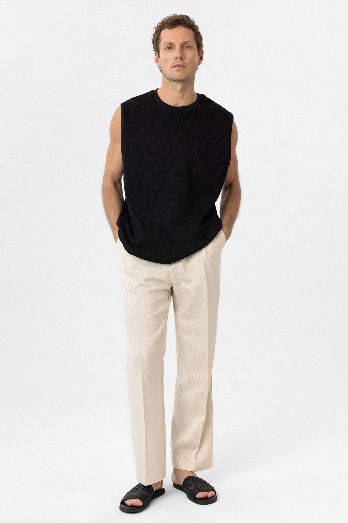 Antioch Regular Fit Textured Men's Sleeveless T-Shirt