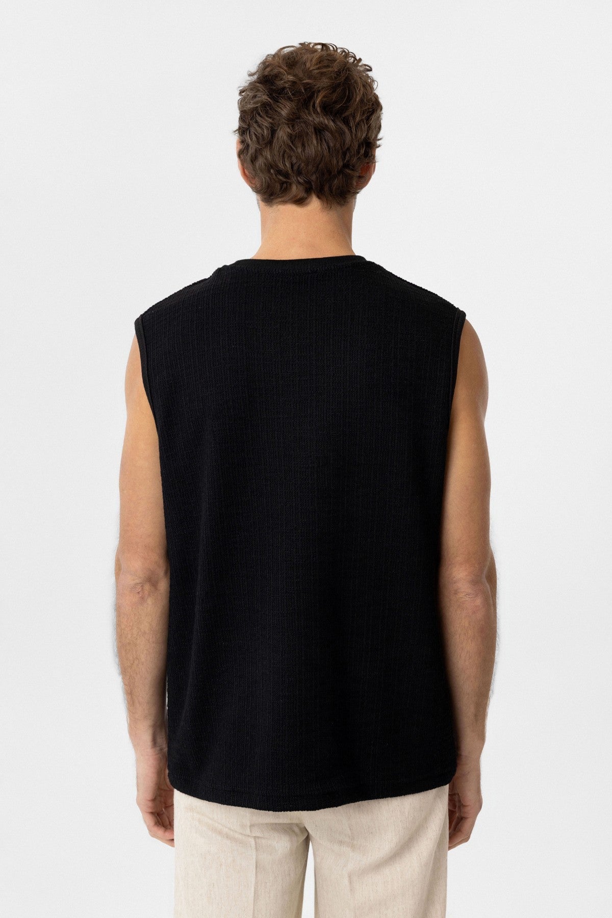 Antioch Regular Fit Textured Men's Sleeveless T-Shirt