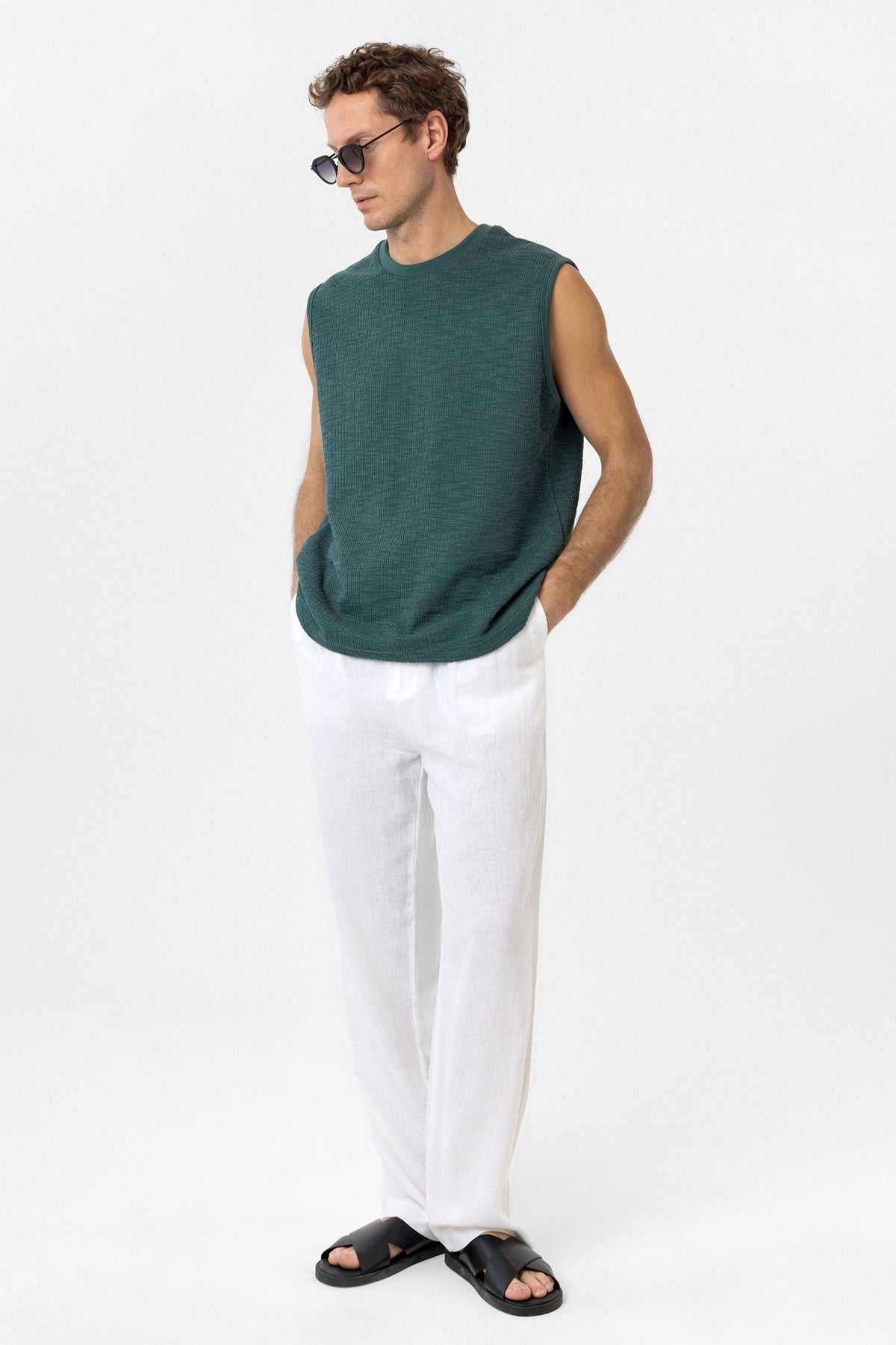 Antioch Regular Fit Textured Men's Sleeveless T-Shirt