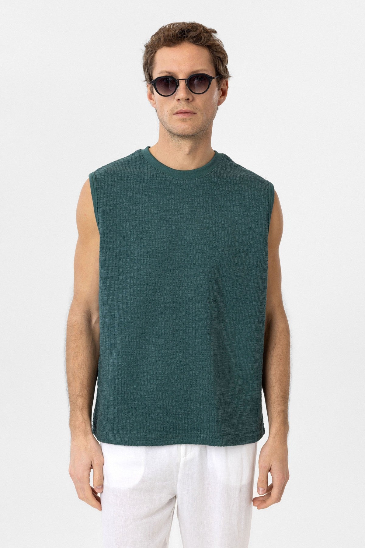 Antioch Regular Fit Textured Men's Sleeveless T-Shirt