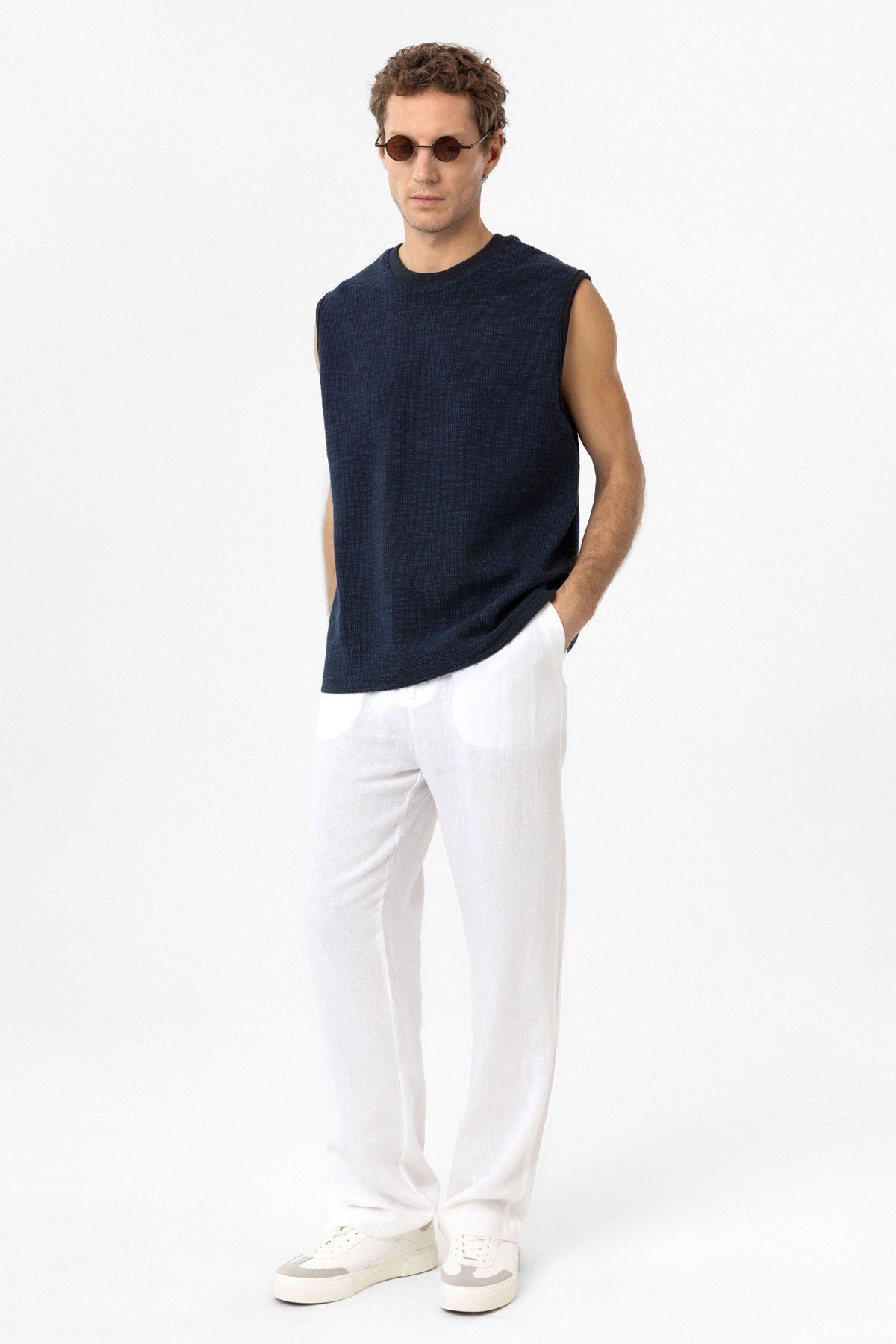 Antioch Regular Fit Textured Men's Sleeveless T-Shirt