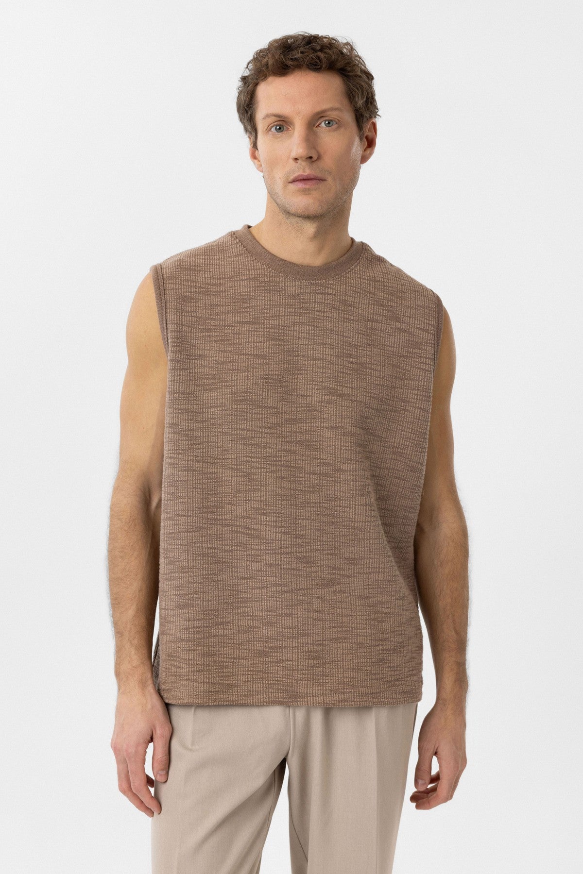 Antioch Regular Fit Textured Men's Sleeveless T-Shirt