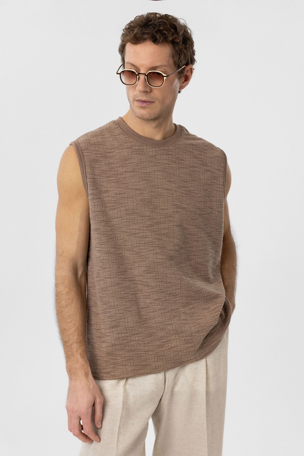 Antioch Regular Fit Textured Men's Sleeveless T-Shirt