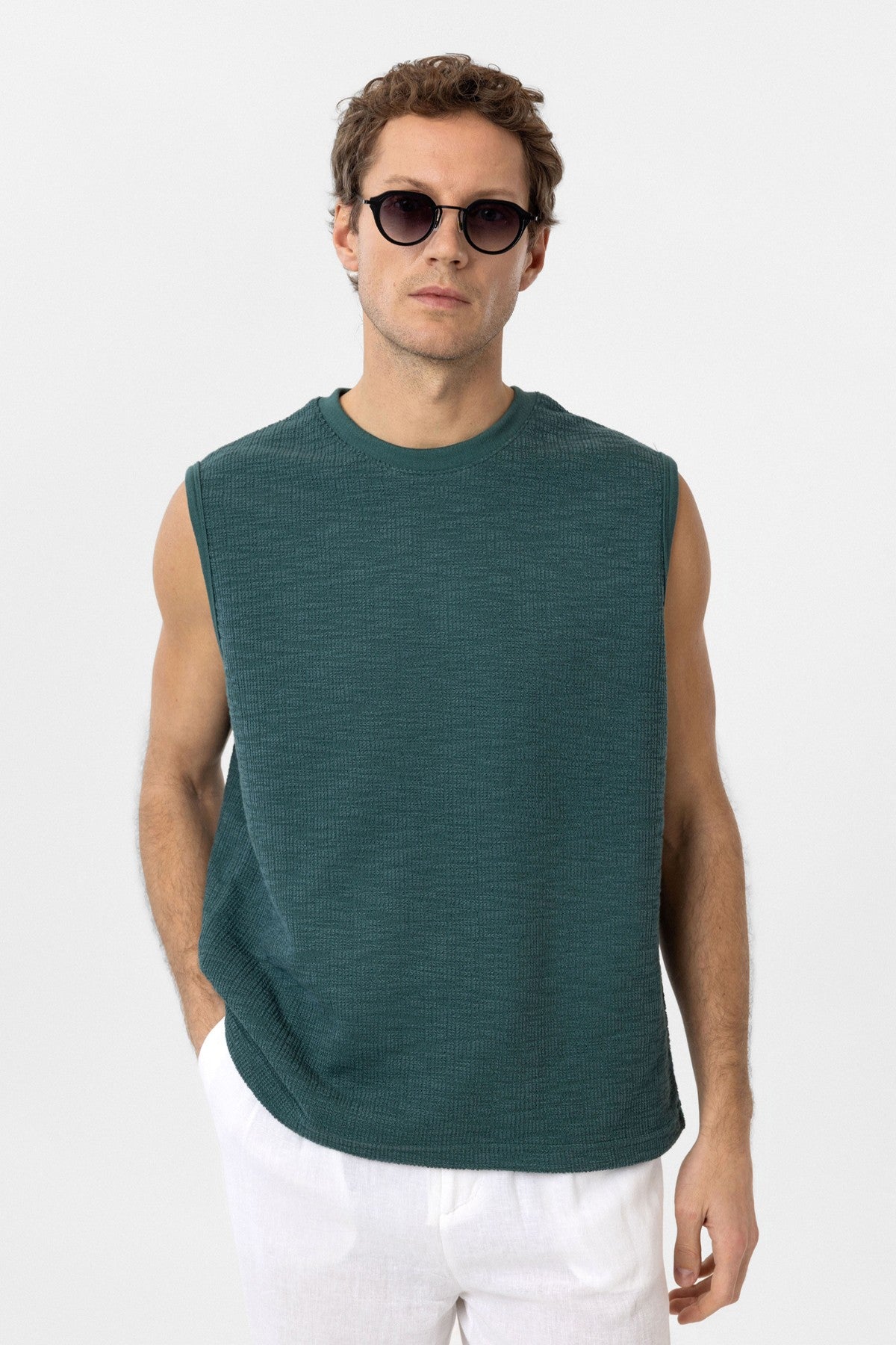 Antioch Regular Fit Textured Men's Sleeveless T-Shirt