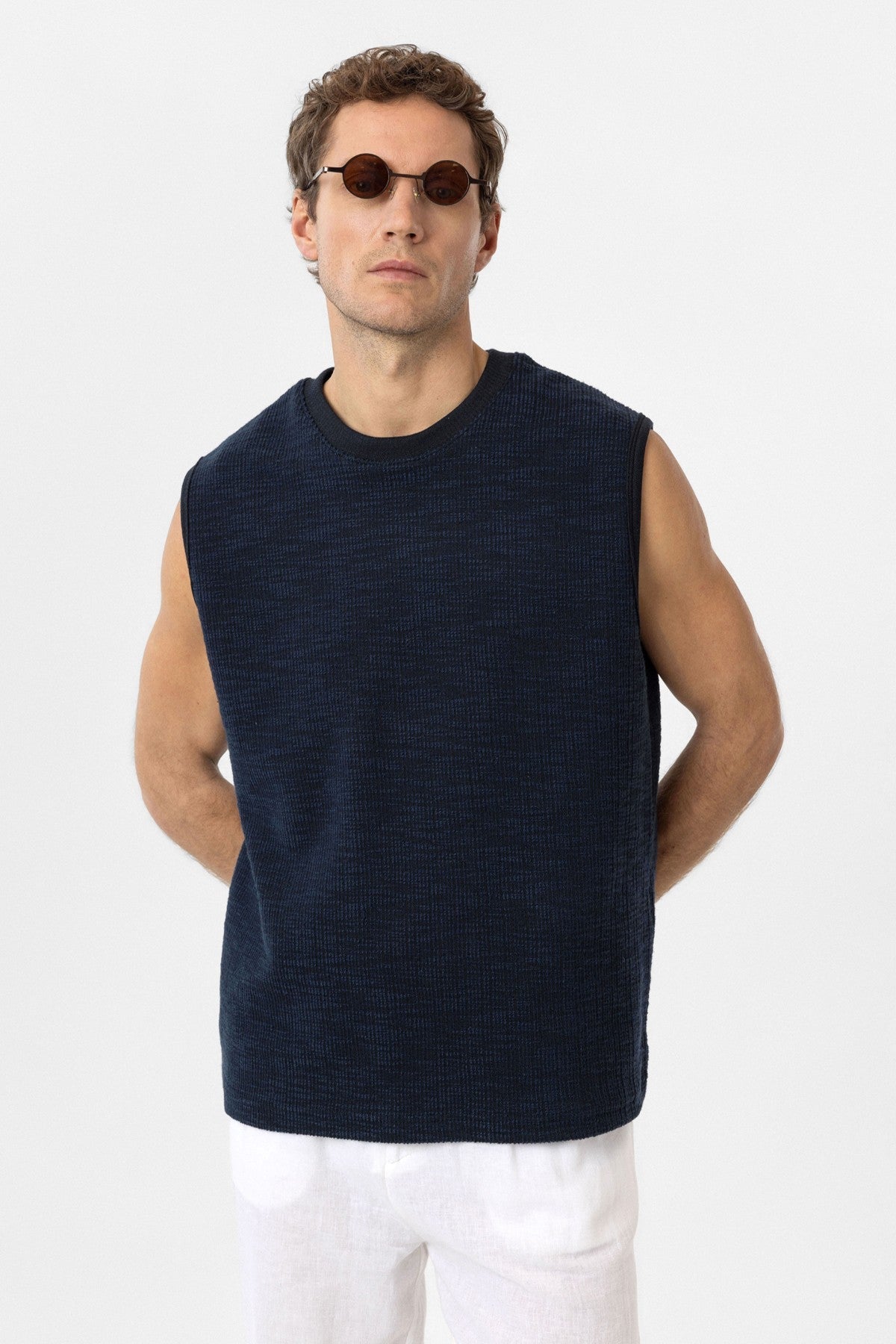 Antioch Regular Fit Textured Men's Sleeveless T-Shirt