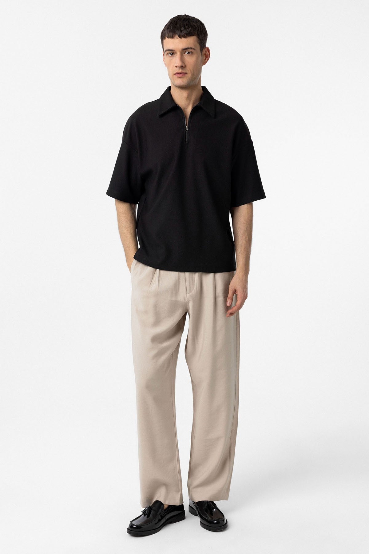 Antioch Relax Fit Men's Polo-Neck T-Shirt with Zipper