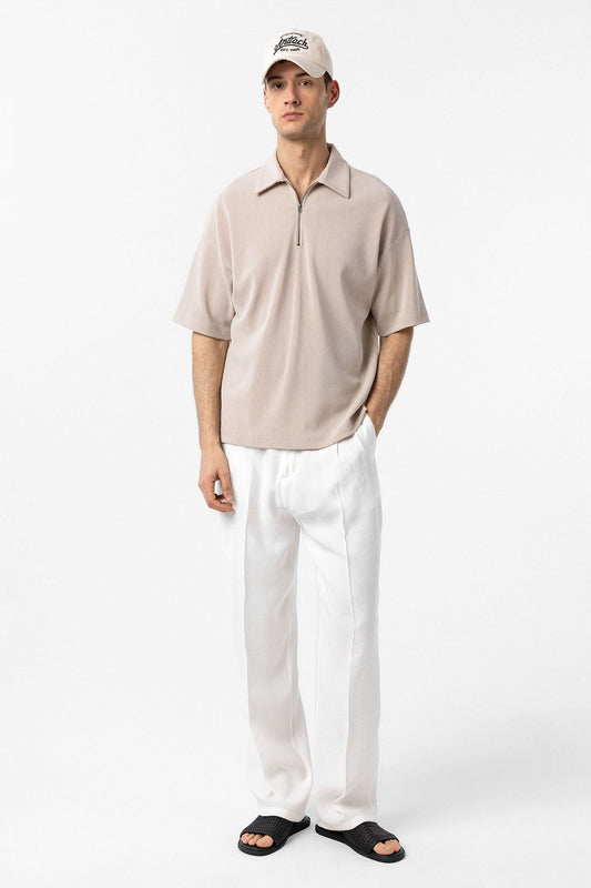 Antioch Relax Fit Men's Polo-Neck T-Shirt with Zipper