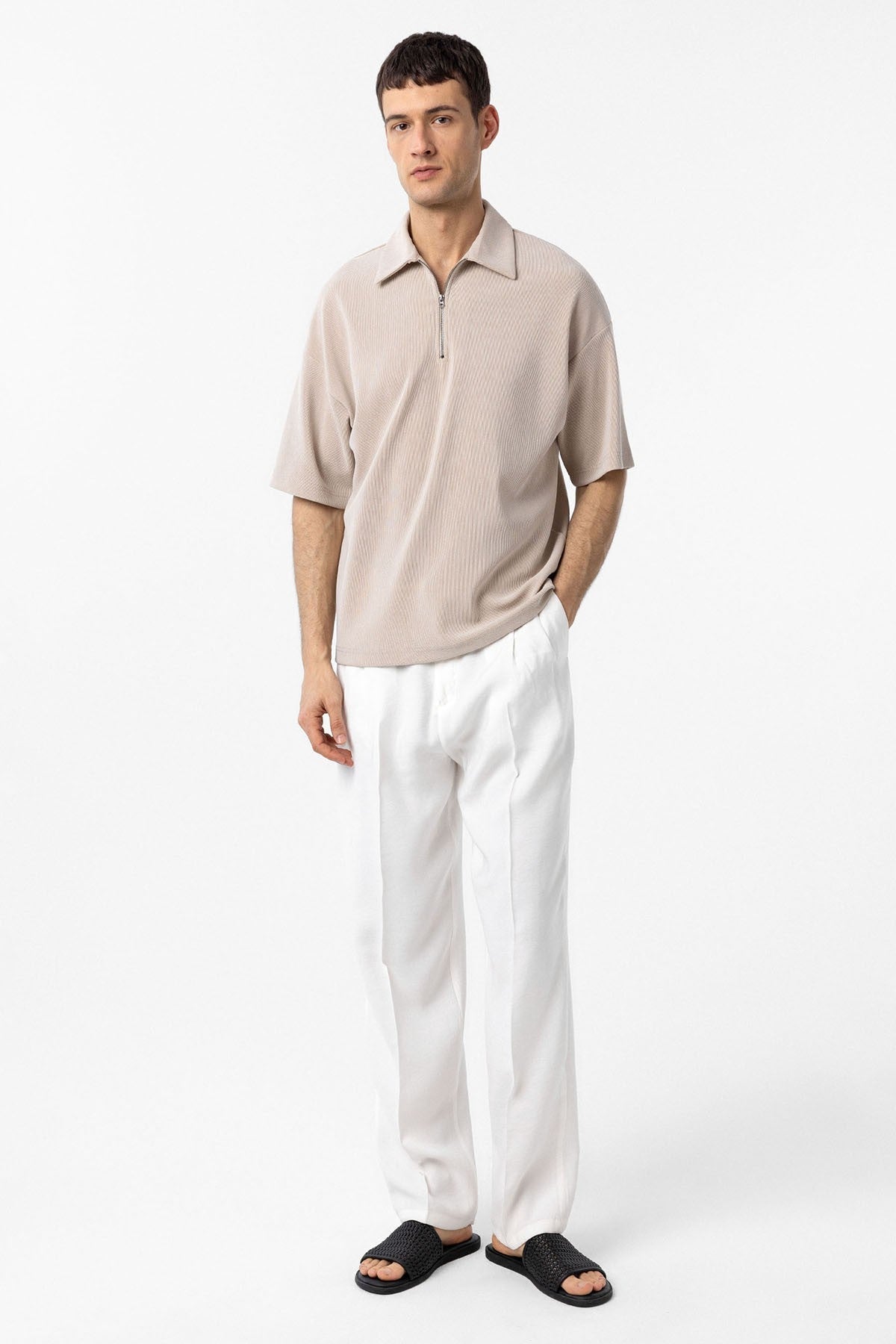 Antioch Relax Fit Men's Polo-Neck T-Shirt with Zipper