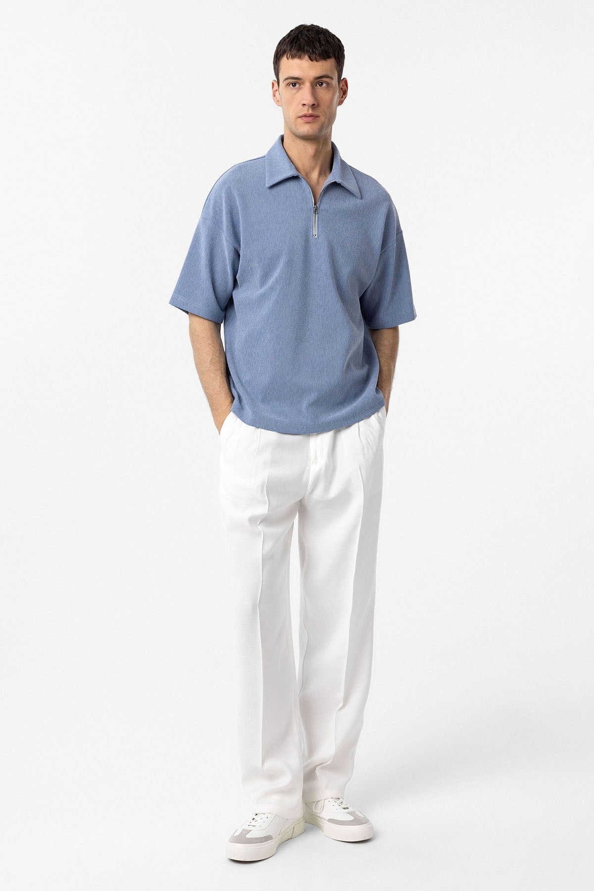 Antioch Relax Fit Men's Polo-Neck T-Shirt with Zipper