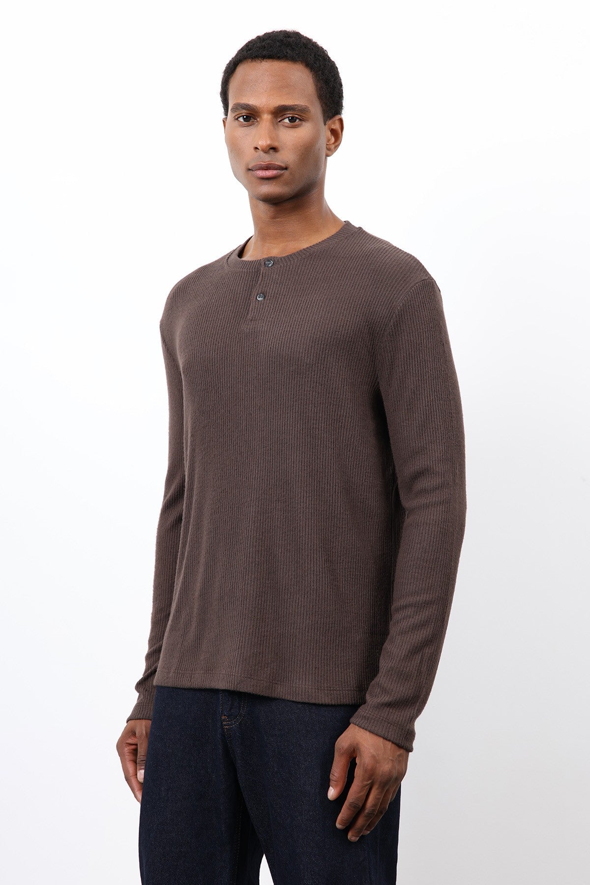 Antioch Ribbed-Collar Button-Down T-Shirt