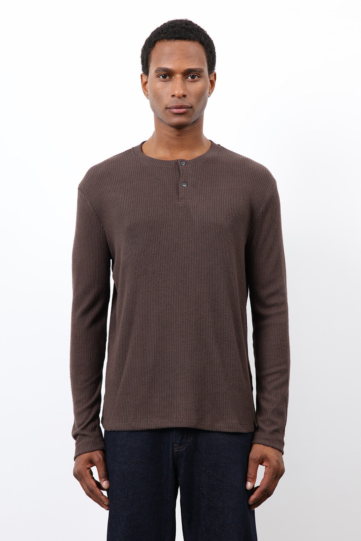 Antioch Ribbed-Collar Button-Down T-Shirt