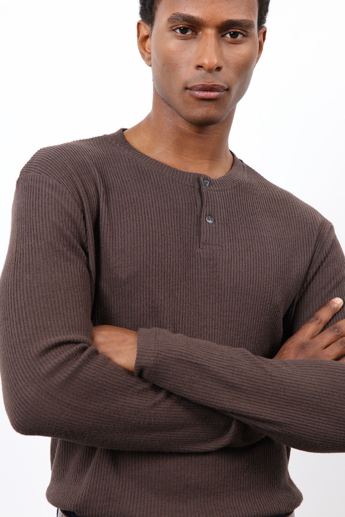 Antioch Ribbed-Collar Button-Down T-Shirt