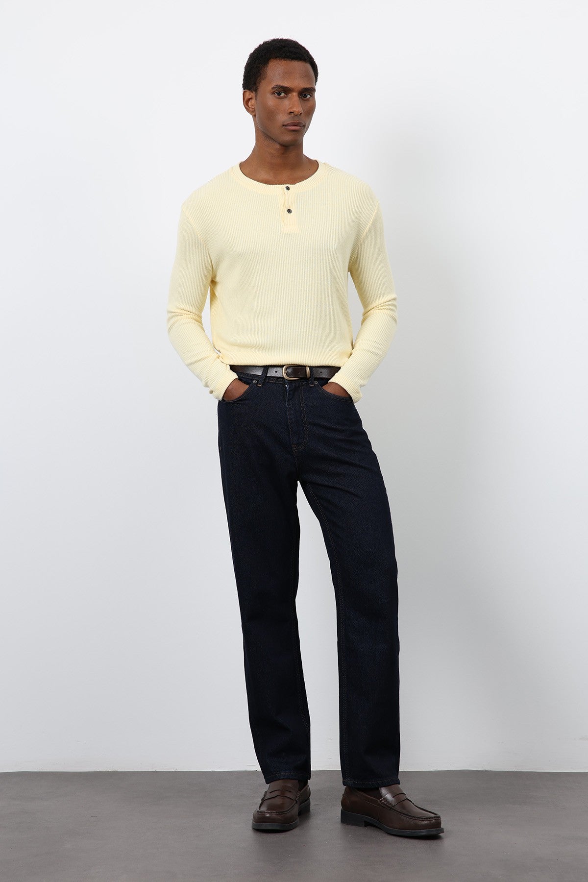 Antioch Ribbed-Collar Button-Down T-Shirt